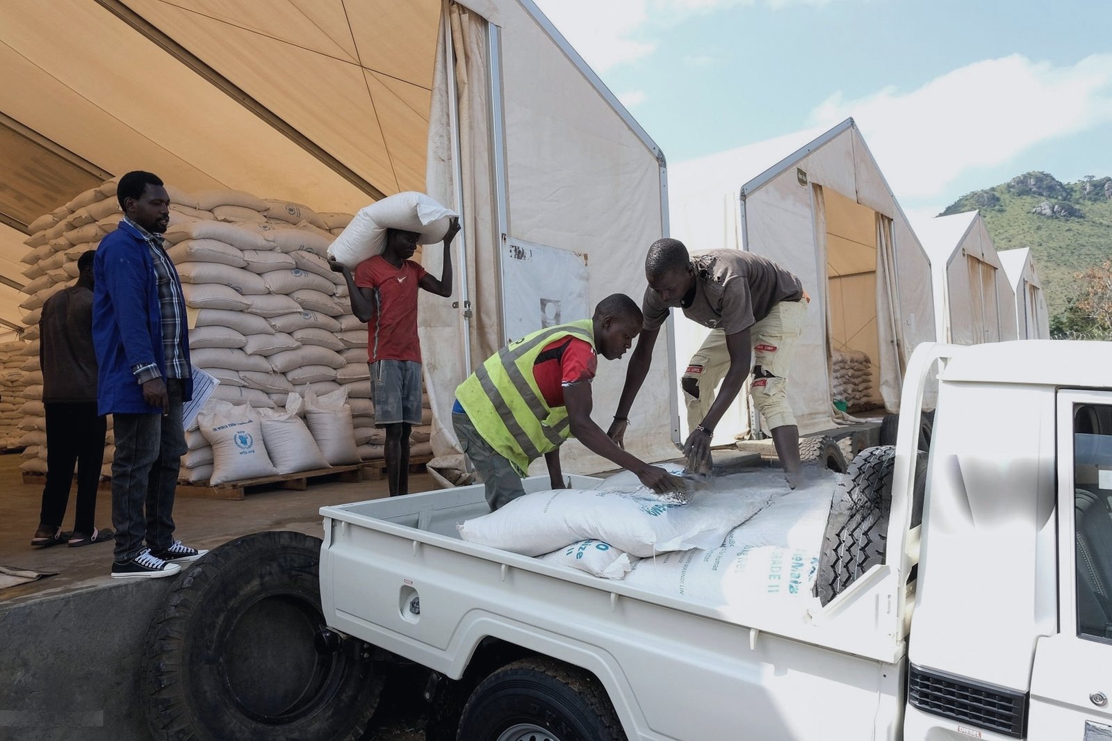 UN humanitarian aid convoy crossing East Africa