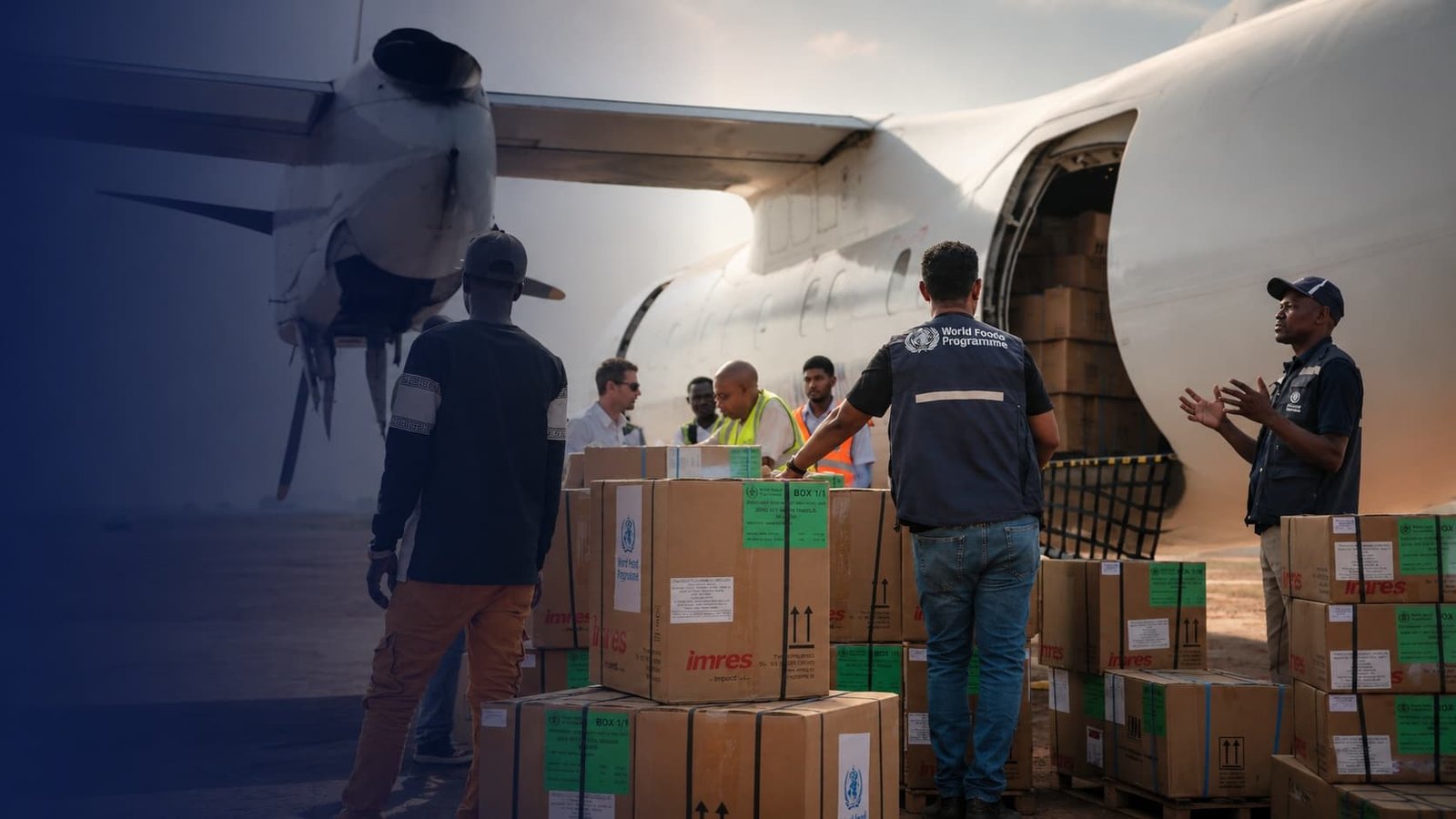 Humanitarian aid convoy on operational terrain in East Africa